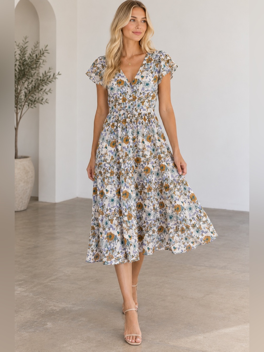Trovata Birds of Paradis floral dress size medium